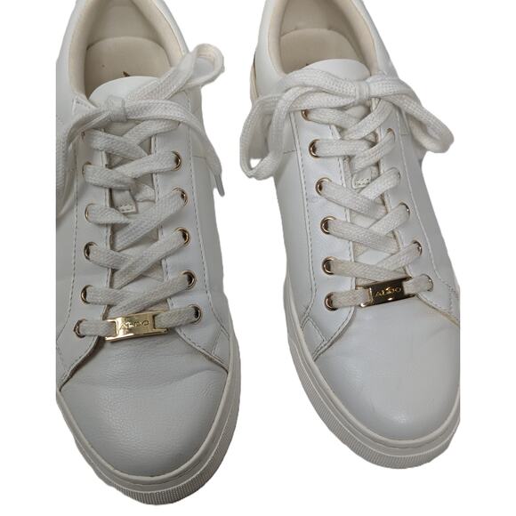 ALDO Dilathielle Solid White Sneakers Size 9 - Picture 3 of 9